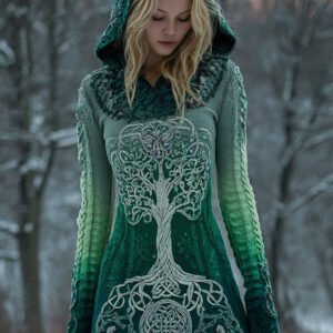 Vintage Viking Tree Of Life Gradient Knit Sweater Dress