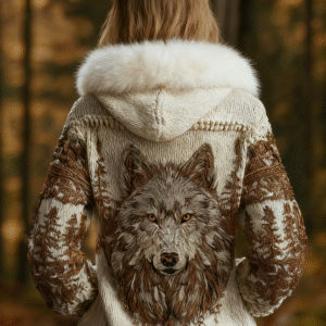 Viking Retro Women's Hooded Knit Sweater Jacket