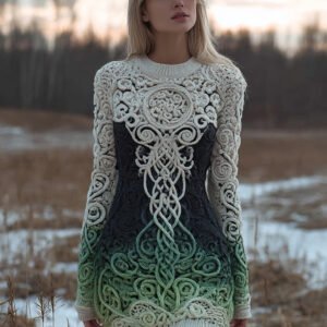 Viking Tree Of Life Vintage Gradient Mini Sweater Dress