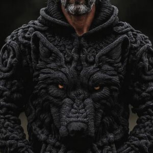 Men's Viking Wolf Style Celtic Thick Hooded Sweater