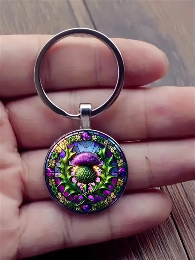 Vintage Scottish Thistle Keychain - Image 2