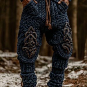 Men's Viking Tribal Celtic Symmetrical Pattern Art Cozy Knit Pants