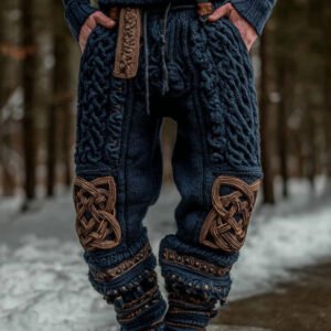 Men's Viking Celtic Pattern Art Cozy Knit Pants