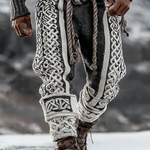 Men's Viking Tribal Celtic Pattern Art Knit Pants