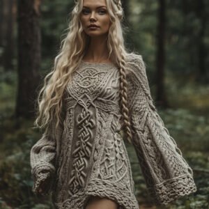 Women's Viking Celtic Knot Chunky Knit Sweater Dress