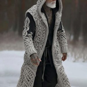 Men's Vintage Viking Celtic Knot Art Cozy Long Cardigan Sweater