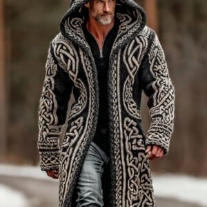 Men's Viking Celtic Knot Button Down Cozy Cardigan Sweater