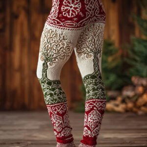 Christmas Tree Of Life Viking Art Women's Knit Leggings