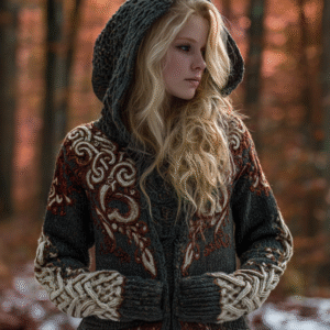 Women's Viking-style Winter Warm Hooded Knitted Sweater Coat