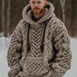 Men's Viking Celtic Knot Geometry Cozy Casual Hooded Sweater