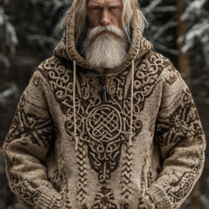 Viking Retro Men's Hooded Thick Sweater