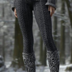 Vintage Viking Pattern Art Knit Cozy Leggings