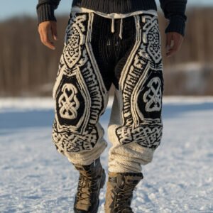 Men's Viking Celtic Geometry Pattern Art Cozy Knit Pants