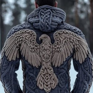 Men's Viking Tribal Eagle Celtic Chunky Hooded Sweater