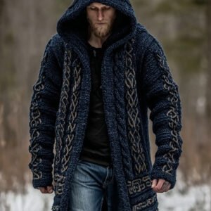 Men's Viking Inspired Vintage Chunky Knit Sweater Coat