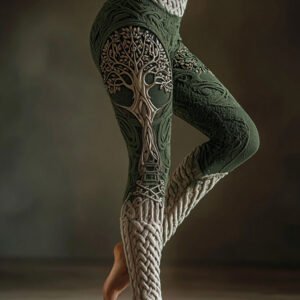 Vintage Viking Tree Of Life Celtic Knot Art Knit Cozy Leggings