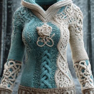 Viking Rose Knit Art Women's Hooded Sweater