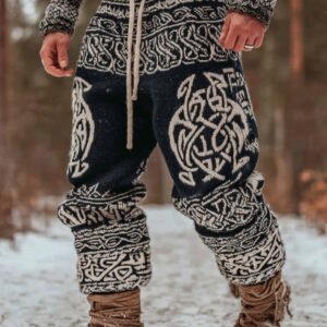Men's Viking Tribal Celtic Geometry Pattern Art Knit Sweatpants
