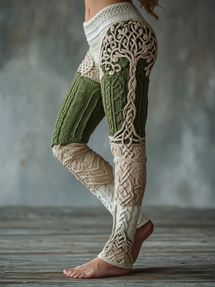Women's Viking Tree Of Life Pattern Cozy Casual Leggings