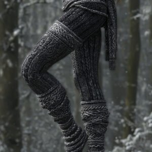 Vintage Viking Pattern Art Knit Cozy Casual Leggings