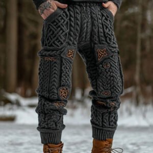 Men's Viking Tribal Celtic Pattern Art Cozy Knit Pants