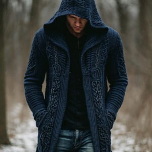 Men's Viking Inspired Vintage Cozy Knit Sweater Coat