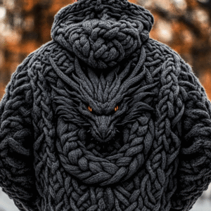 Men's Viking Dragon Style Celtic Thick Zip Hooded Sweater