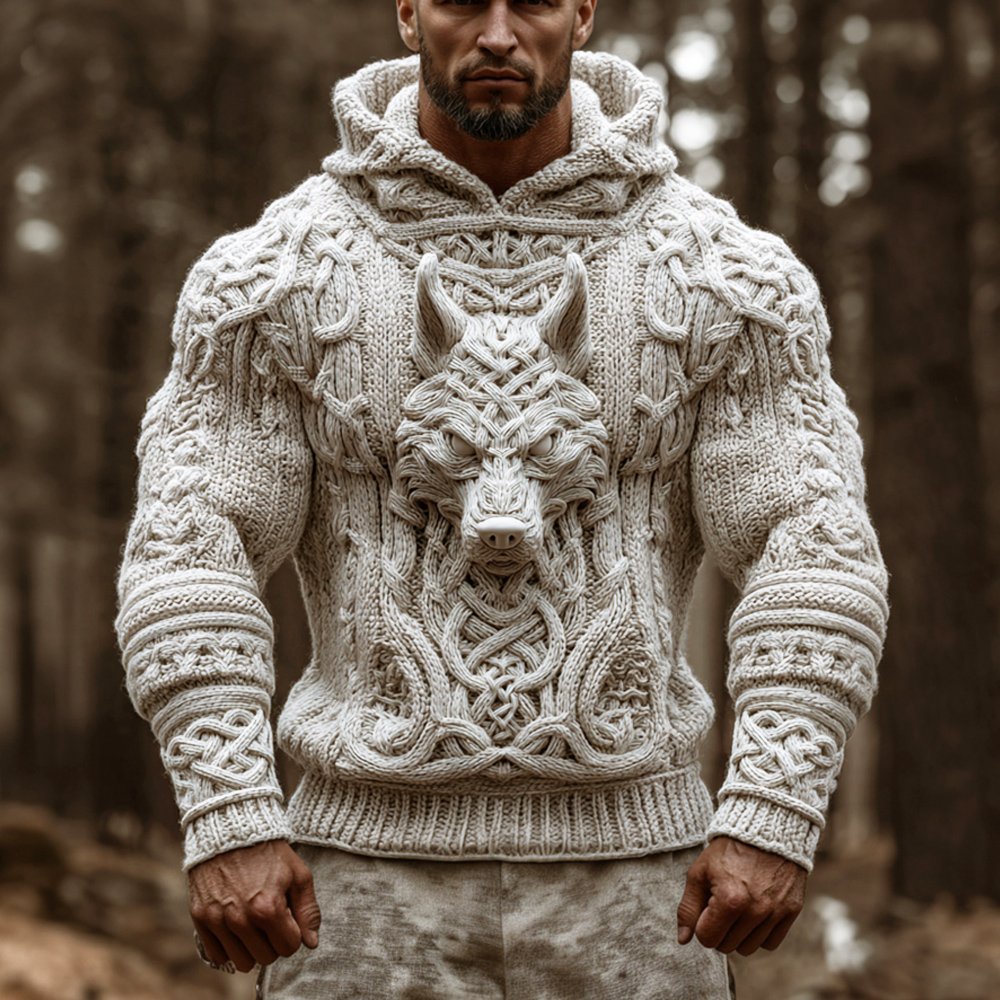 Viking Hellhound Men's Hooded Knit Sweater - Image 2