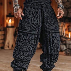 Men's Viking Tribal Celtic Pattern Art Cozy Knit Pants