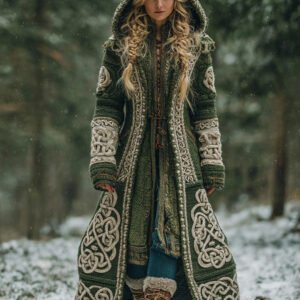 Women's Celtic Knot Irish Art Hooded Knit Cardigan