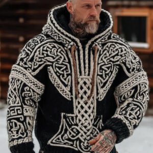 Men's Viking Celtic Pattern Art Cozy Hooded Sweater