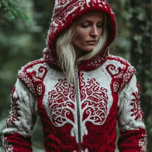 Christmas Viking Celtic Tree Women's Zip-up Hooded Sweater