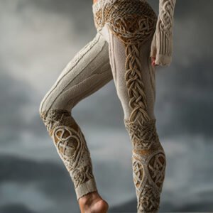 Women's Vintage Viking Celtic Knot Pattern Cozy Casual Leggings