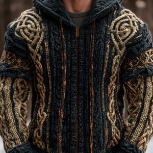 Viking Celtic Knot Men's Hooded Zip-up Sweater
