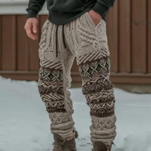 Men's Viking Tribal Geometry Pattern Art Knit Pants