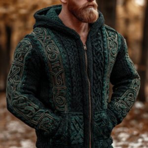 Viking Celtic Knot Men's Hooded Zip-up Sweater