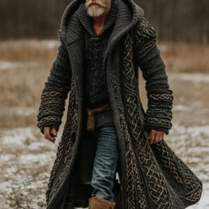 Men's Viking Celtic Knot Cozy Jacquard Cardigan Sweater