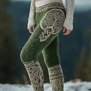 Vintage Tree Of Life Viking Celtic Knot Cozy Knit Leggings