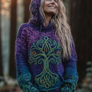 Viking Gradient Tree Of Life Women's Knit Hoodie