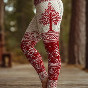 Christmas Tree Viking Art Women's Knit Leggings