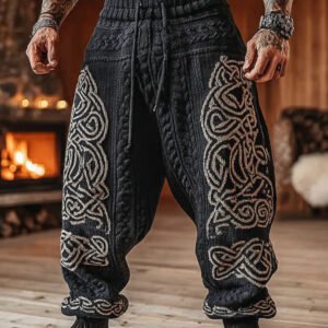 Men's Viking Tribal Celtic Geometry Pattern Art Knit Pants